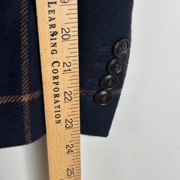 Madewell Larsen Blazer S Navy Wool Windowpane Plaid Academia Old Money Oversized - Picture 12 of 13